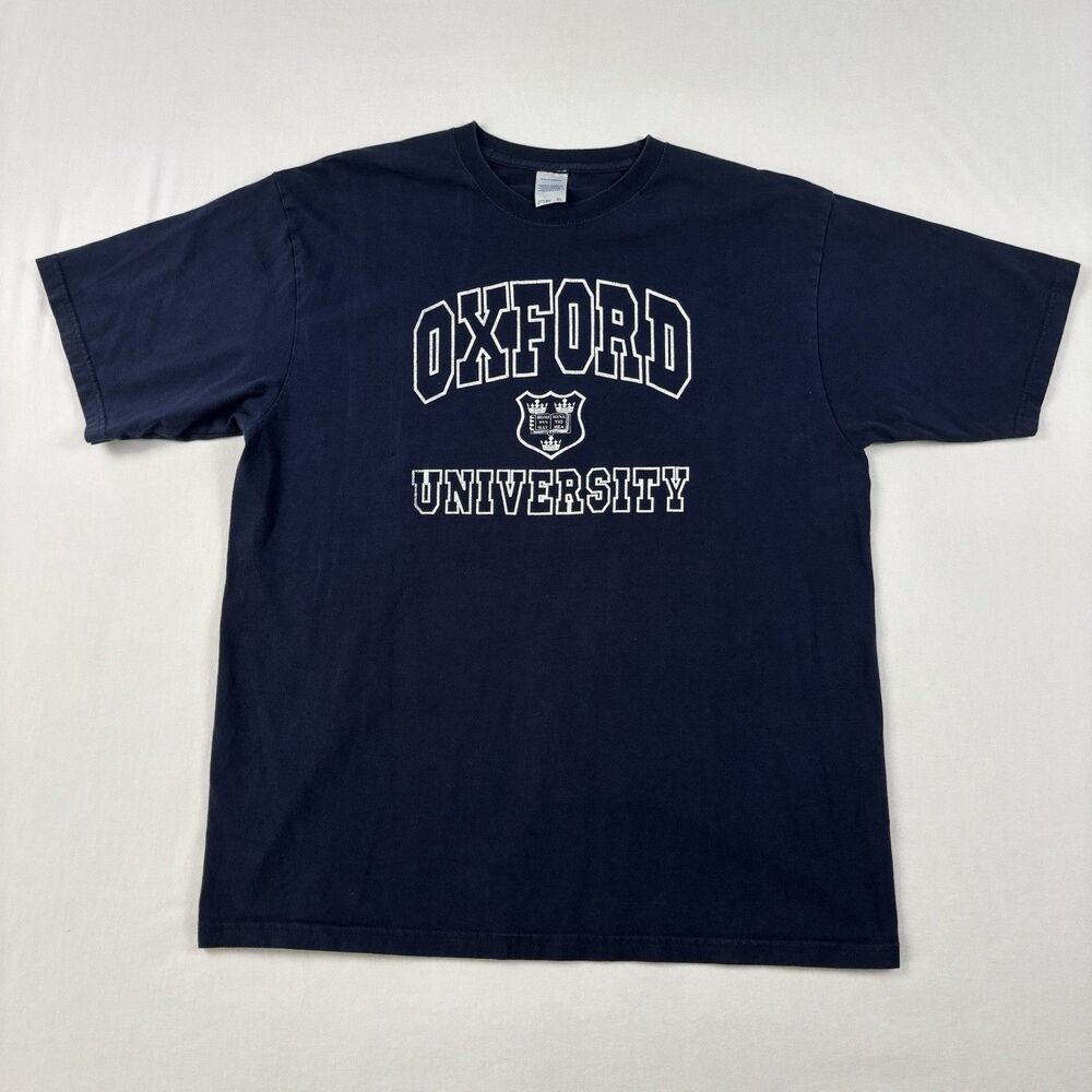 Vintage Oxford University T-Shirt Mens Sz XL Blue Cotton Rare Made In Morocco